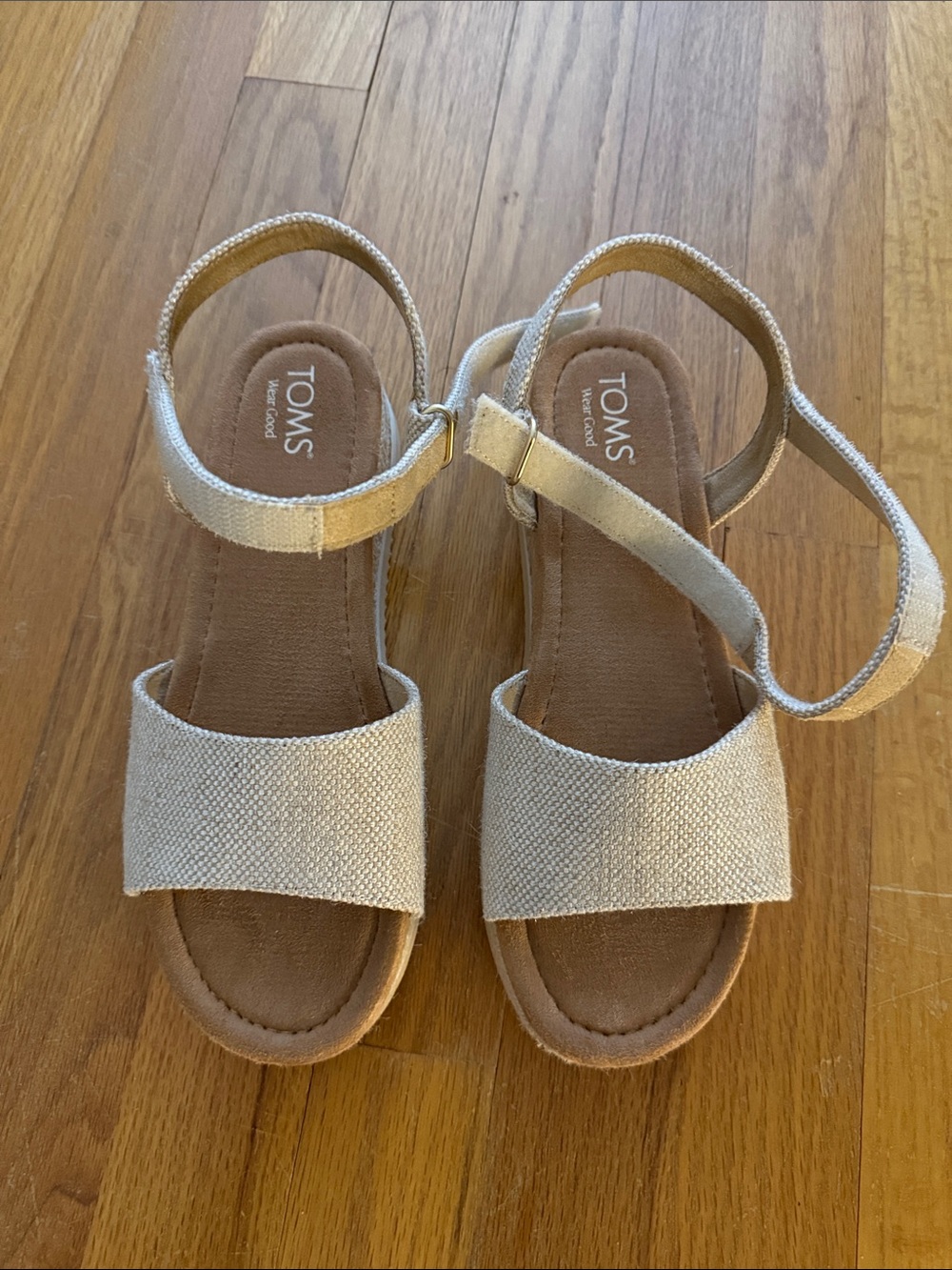 Toms Kids Metallic Gold Open-Toe Ankle Strap Sandals